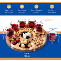 ARTIMUN Tequila Shot Glasses Wooden Tray for Gift and Decorations, Elegant Serving Tray for Parties and Celebrations, Shot Glasses Set, Charcuterie Boards, with Six Drinking Glasses, Bar Accessories