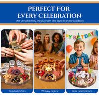 ARTIMUN Tequila Shot Glasses Wooden Tray for Gift and Decorations, Elegant Serving Tray for Parties and Celebrations, Shot Glasses Set, Charcuterie Boards, with Six Drinking Glasses, Bar Accessories